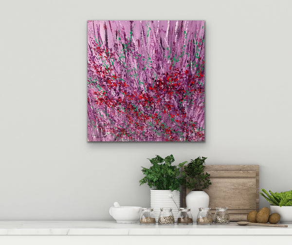 Pink Flowers#1  (24"x24") - HassanNayerahmadiArt