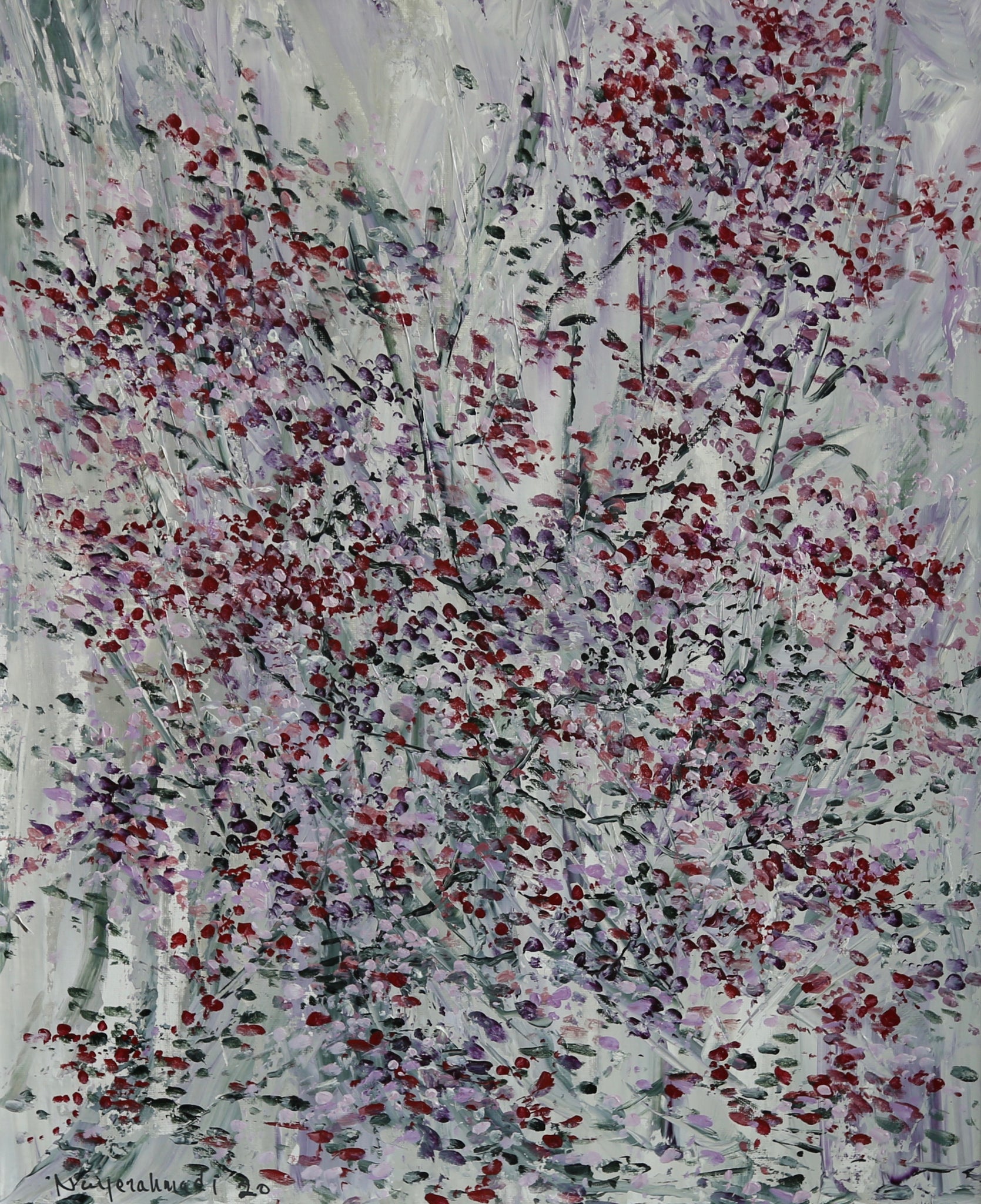 Red Flowers#2 (20"x24") - HassanNayerahmadiArt