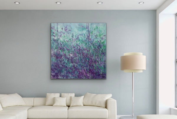 Abstract Landscape, Acrylic painting on canvas, Lavender 