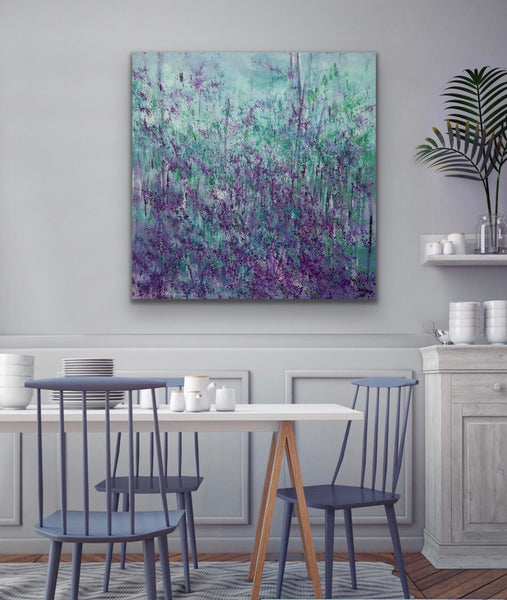 Abstract Landscape, Acrylic painting on canvas, Lavender 