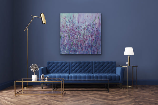 Acrylic on canvas, abstract painting, lavender