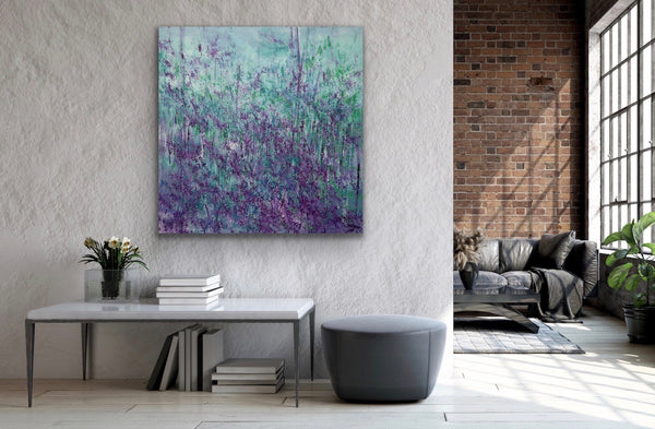 Abstract Landscape, Acrylic painting on canvas, Lavender 